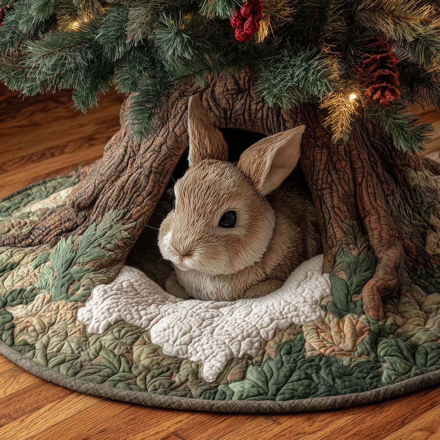 Woodland Rabbit Quilted Tree Skirt GFTOHD11890