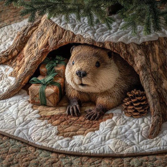 Beaver Dam Christmas Quilted Tree Skirt GFTOHD11892