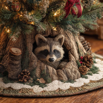 Woodland Raccoon Quilted Tree Skirt GFTOHD11895