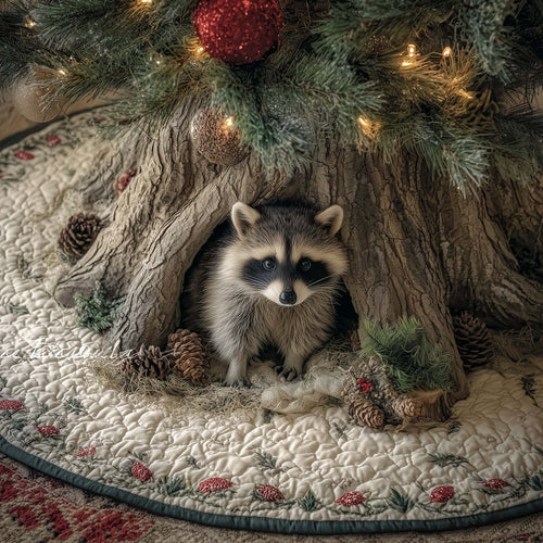 Woodland Raccoon Quilted Tree Skirt GFTOHD11896