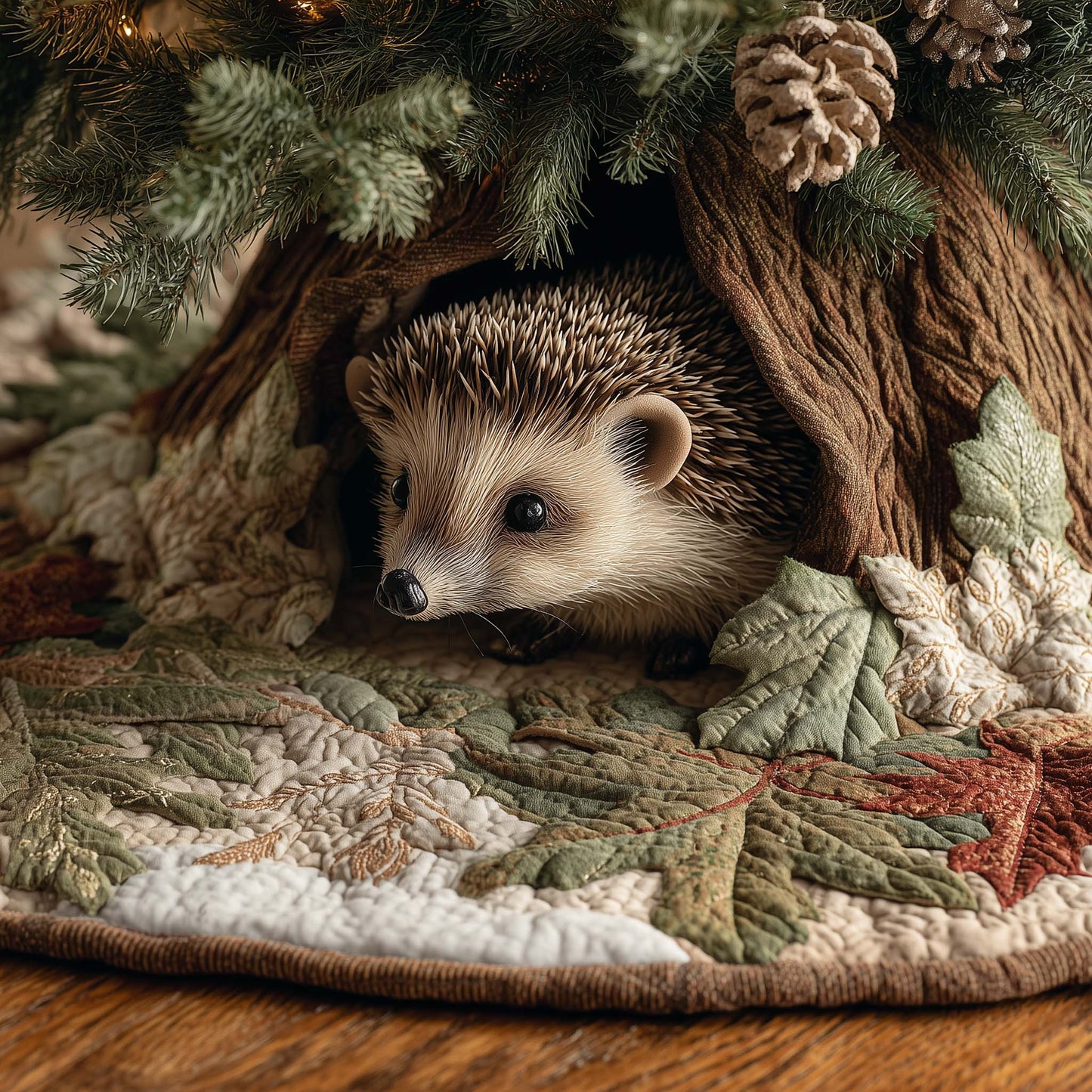 Woodland Hedgehog Quilted Tree Skirt GFTOHD11897