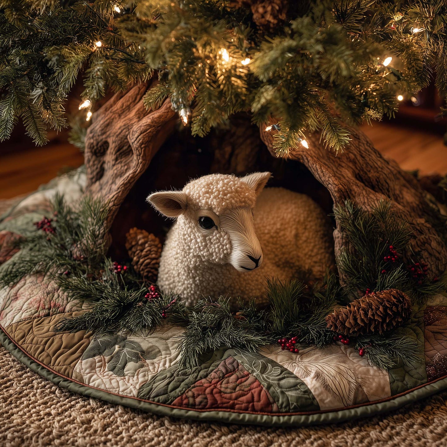 Baby Sheep Quilted Tree Skirt GFTOHD11907