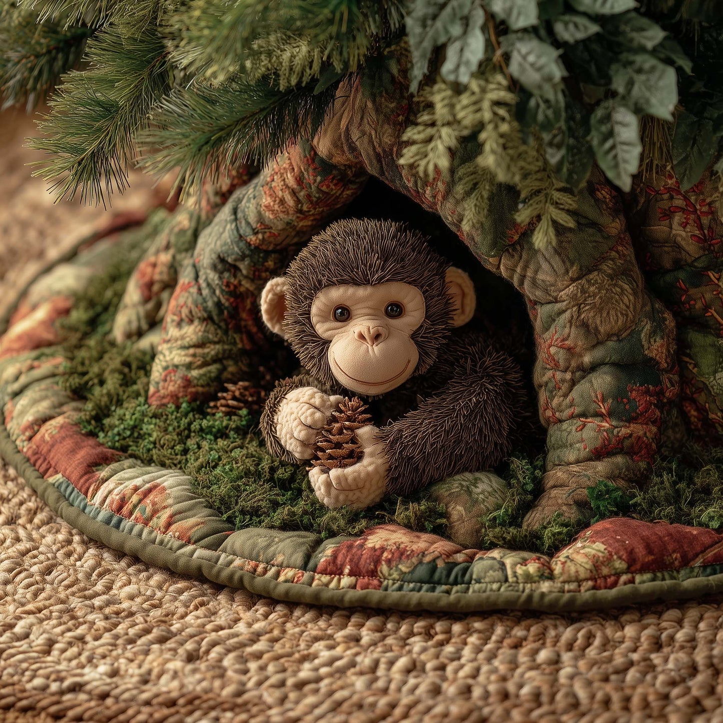 Baby Monkey Quilted Tree Skirt GFTOHD11909