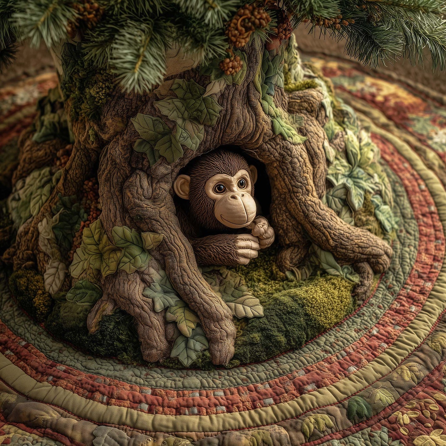 Baby Monkey Quilted Tree Skirt GFTOHD11910