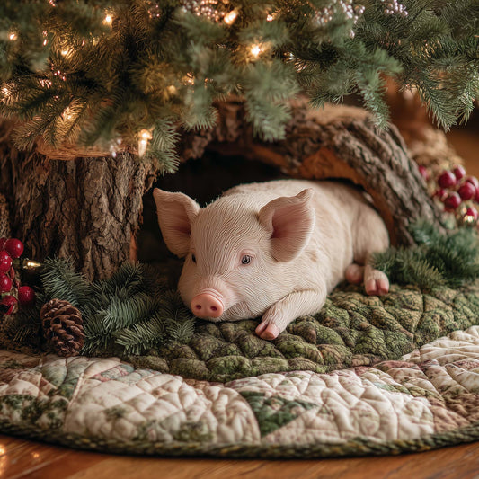 Sleepy Piglet Quilted Tree Skirt GFTOHD11912