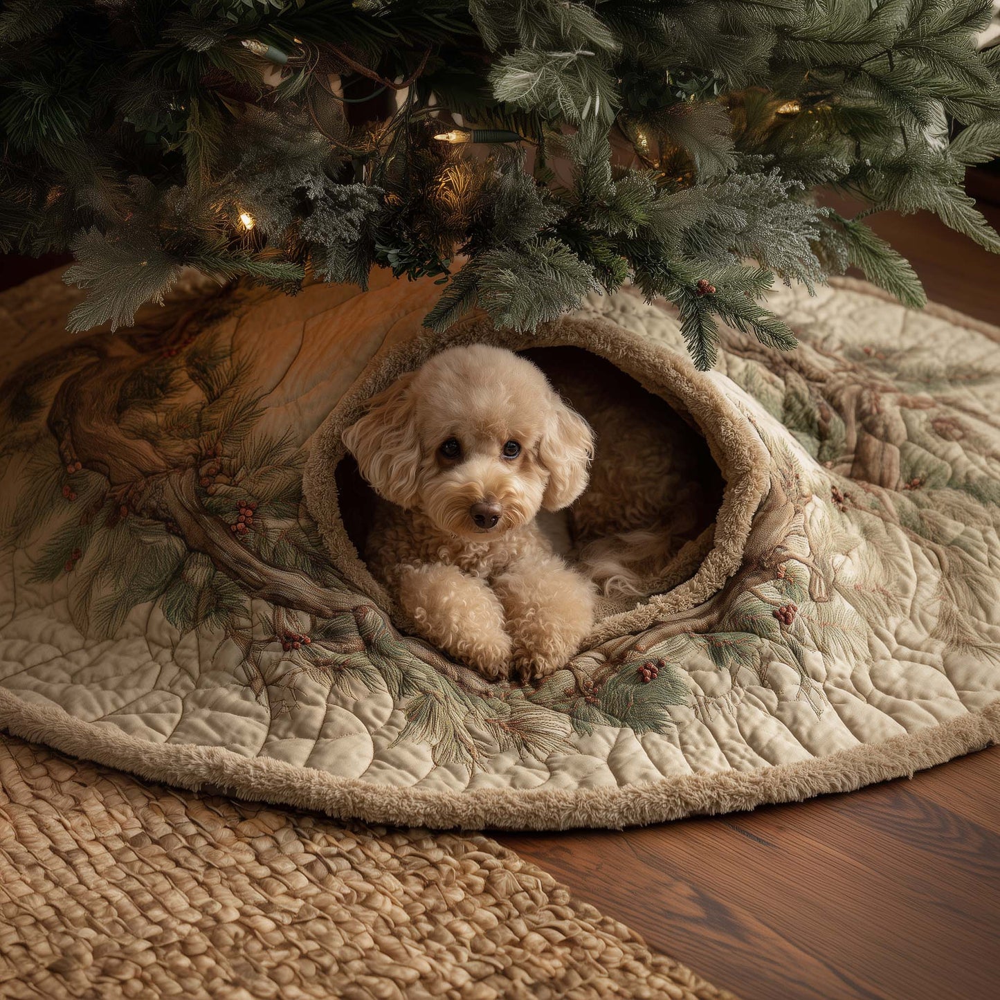 Adorable Poodle Quilted Tree Skirt GFTOHD11949
