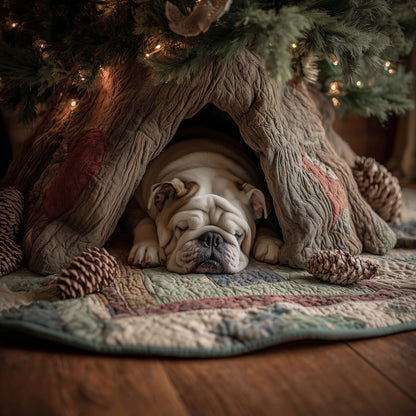 Sleepy Bulldog Quilted Tree Skirt GFTOHD11951