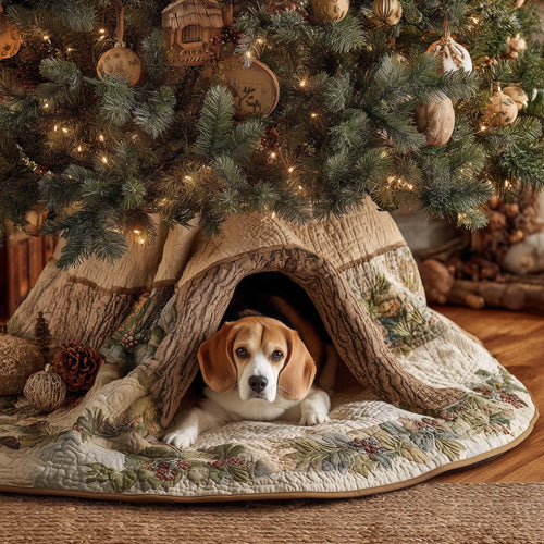 Beagle Hidden Cave Quilted Tree Skirt GFTOHD11952