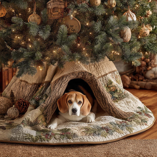 Beagle Hidden Cave Quilted Tree Skirt GFTOHD11952