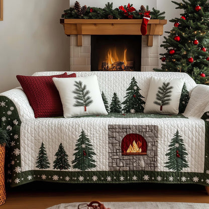 Christmas Fireplace Quilted Sofa Cover GFTOHD11960