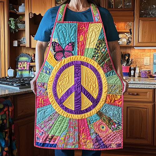 Hippie Peace Sign Quilted Apron GFTOHD11973