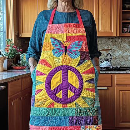 Hippie Peace Sign Quilted Apron GFTOHD11974