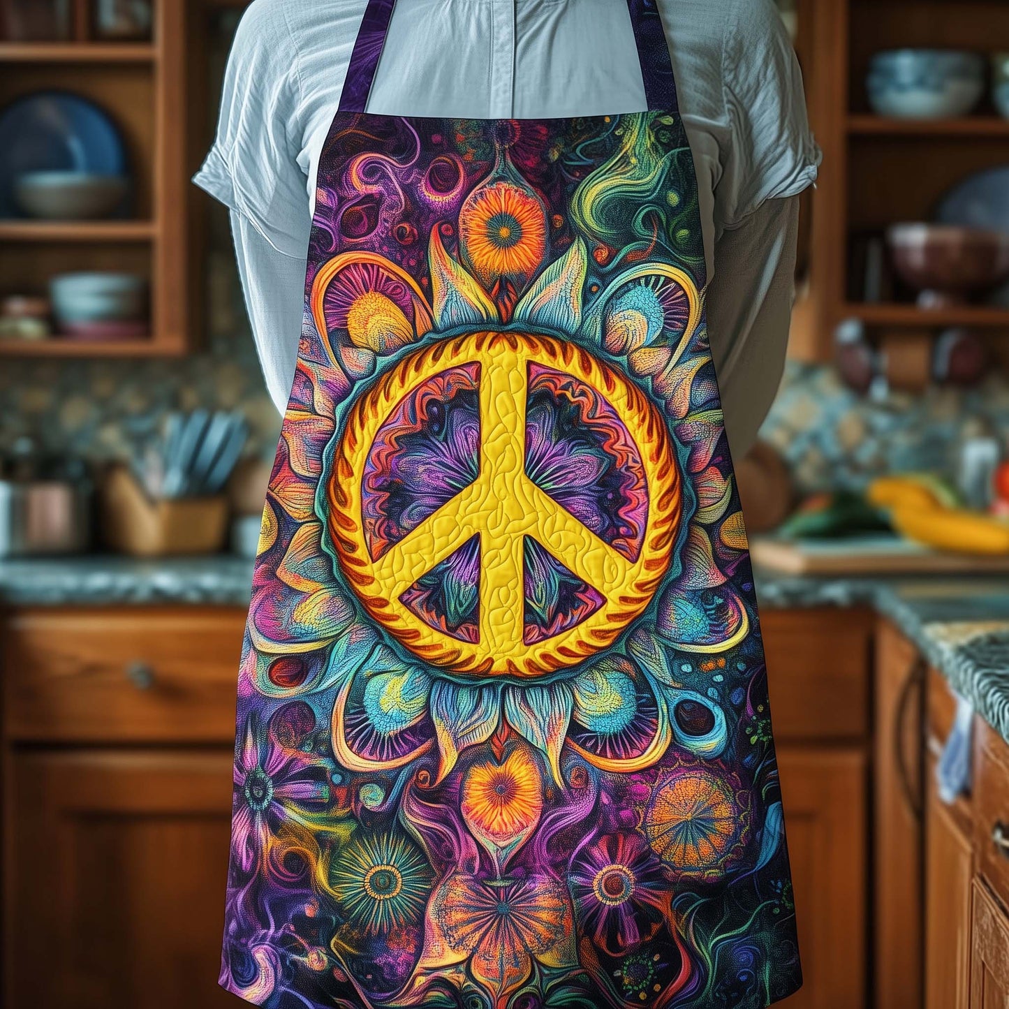 Hippie Peace Sign Quilted Apron GFTOHD11975