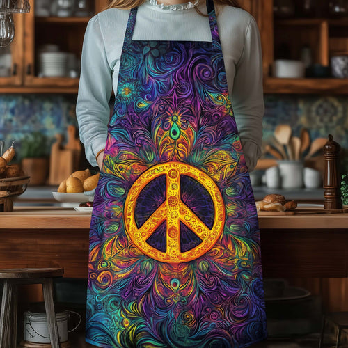Hippie Peace Sign Quilted Apron GFTOHD11976