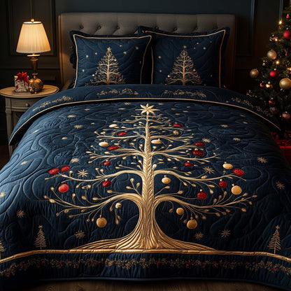 Golden Christmas Tree Duvet Cover Set GFTOHD11993