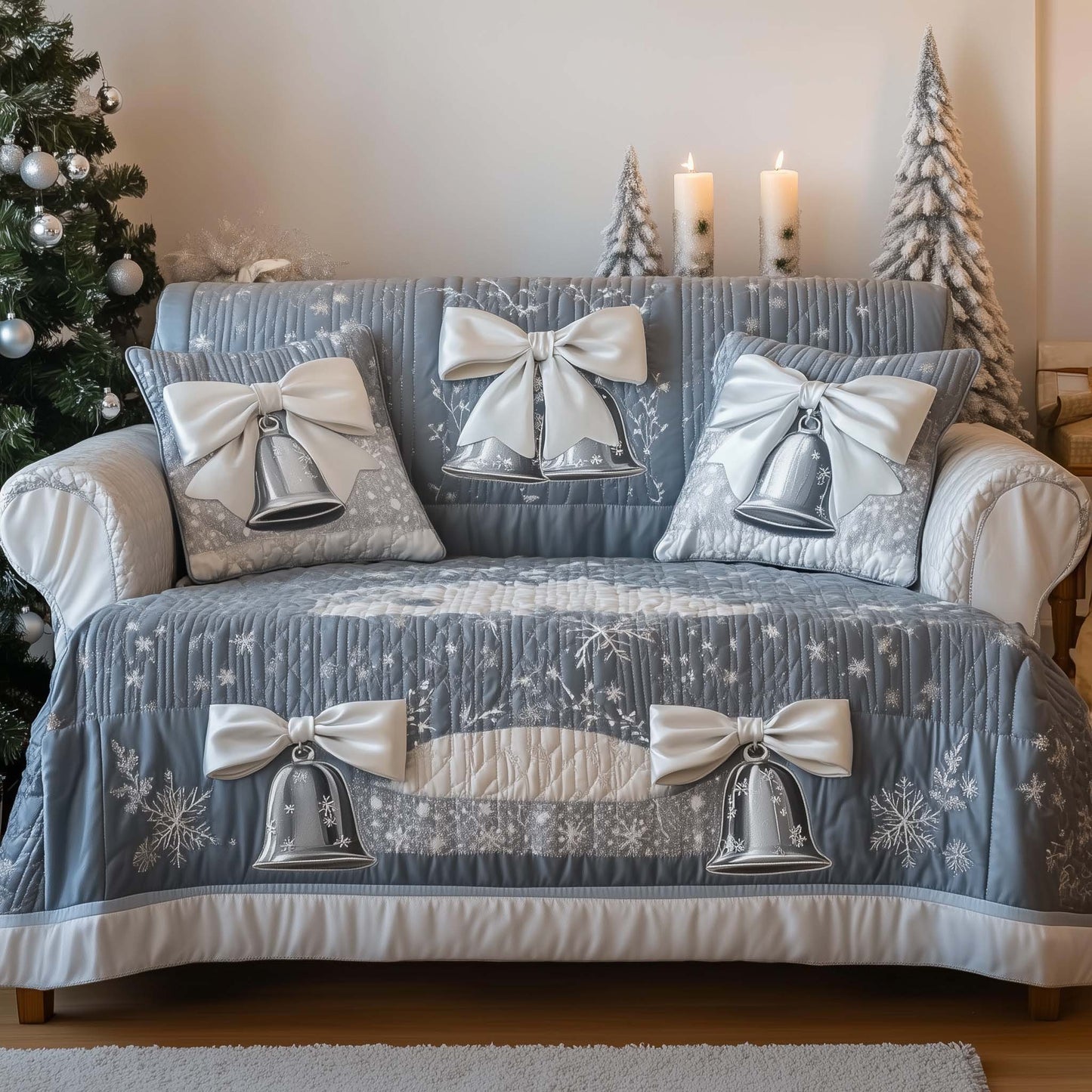Christmas Bells Quilted Sofa Cover GFTOHD12015