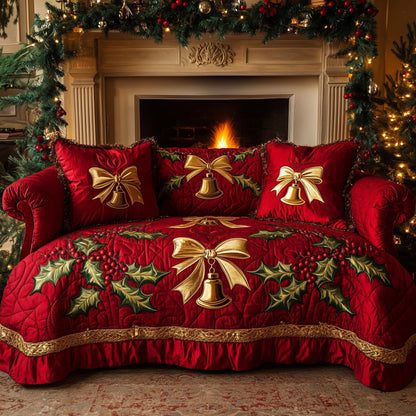 Christmas Bells Quilted Sofa Cover GFTOHD12016
