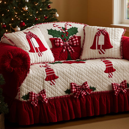 Christmas Bells Quilted Sofa Cover GFTOHD12019