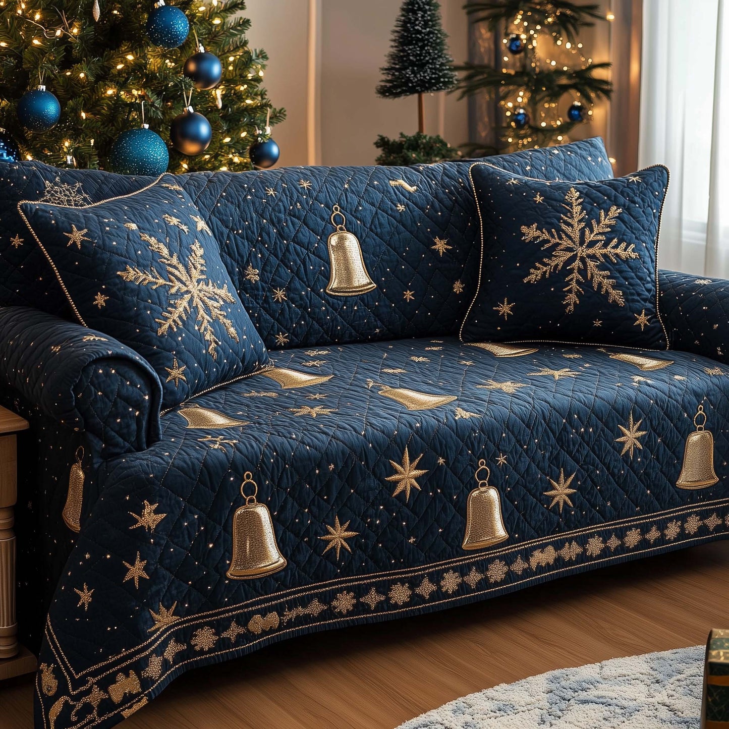 Christmas Bells Quilted Sofa Cover GFTOHD12021