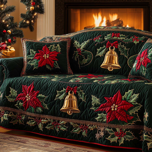 Christmas Bells Quilted Sofa Cover GFTOHD12025