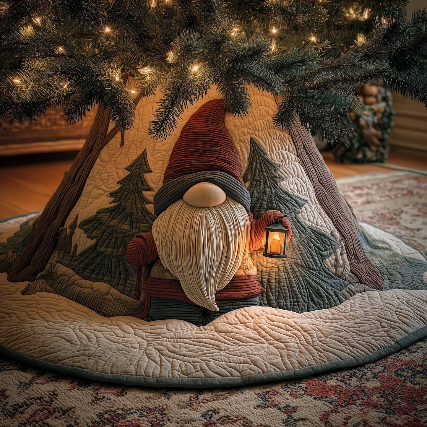 Nordic Gnome Quilted Tree Skirt GFTOHD12029