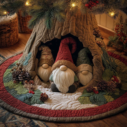Forest Gnome Family Quilted Tree Skirt GFTOHD12033