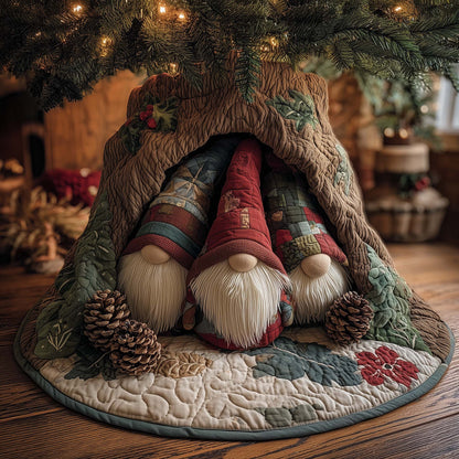 Forest Gnome Family Quilted Tree Skirt GFTOHD12034