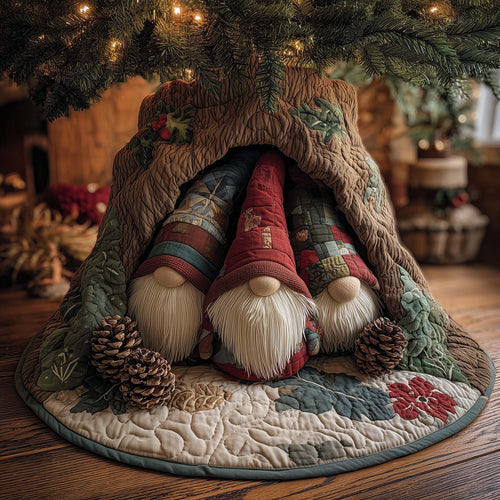 Forest Gnome Family Quilted Tree Skirt GFTOHD12034