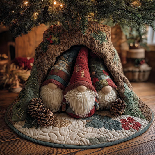 Forest Gnome Family Quilted Tree Skirt GFTOHD12034