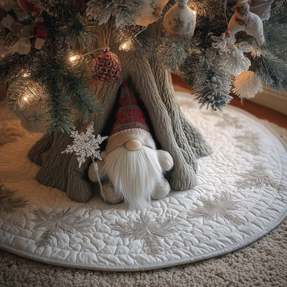 Snowflake Guardian Gnome Quilted Tree Skirt GFTOHD12036