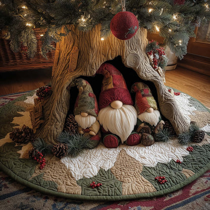 Forest Gnome Family Quilted Tree Skirt GFTOHD12037