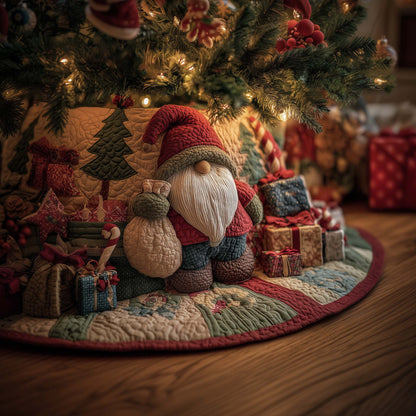Gnome with Gift Sack Quilted Tree Skirt GFTOHD12041