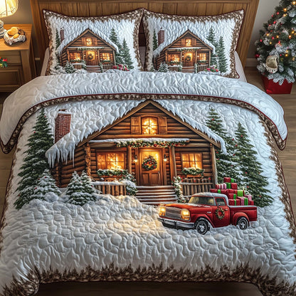 Peaceful Snow Cabin Duvet Cover Set GFTOHD12044