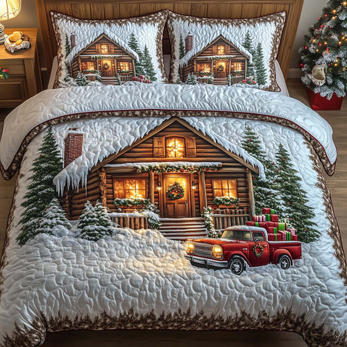 Peaceful Snow Cabin Duvet Cover Set GFTOHD12044