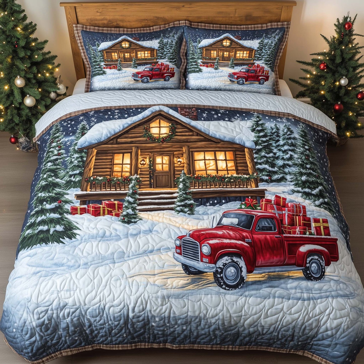 Peaceful Snow Cabin Duvet Cover Set GFTOHD12045