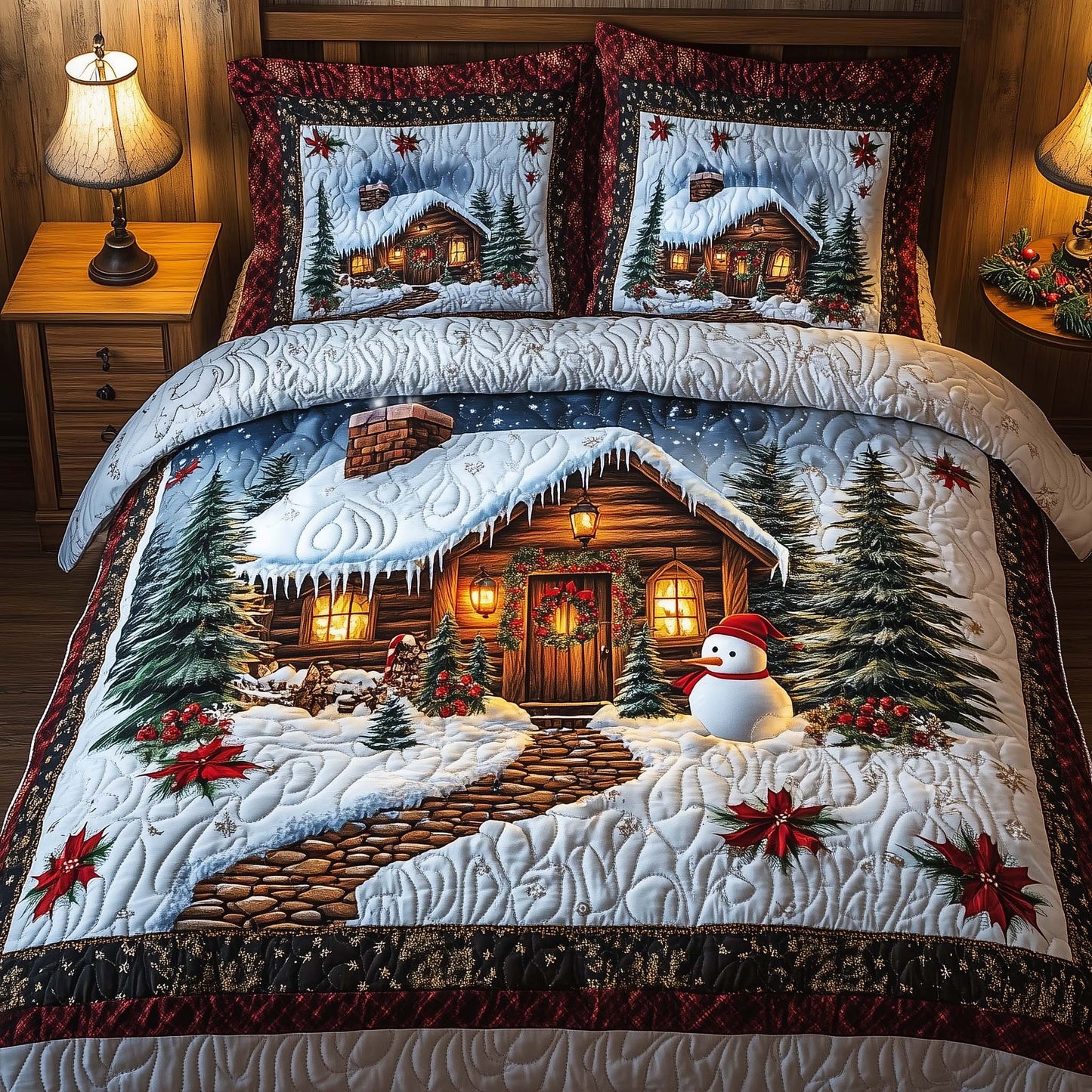 Peaceful Snow Cabin Duvet Cover Set GFTOHD12048