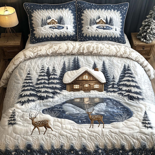 Peaceful Snow Cabin Duvet Cover Set GFTOHD12051