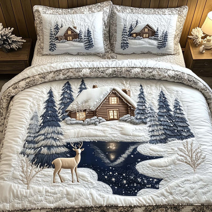 Peaceful Snow Cabin Duvet Cover Set GFTOHD12052