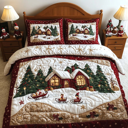 Peaceful Snow Cabin Duvet Cover Set GFTOHD12053