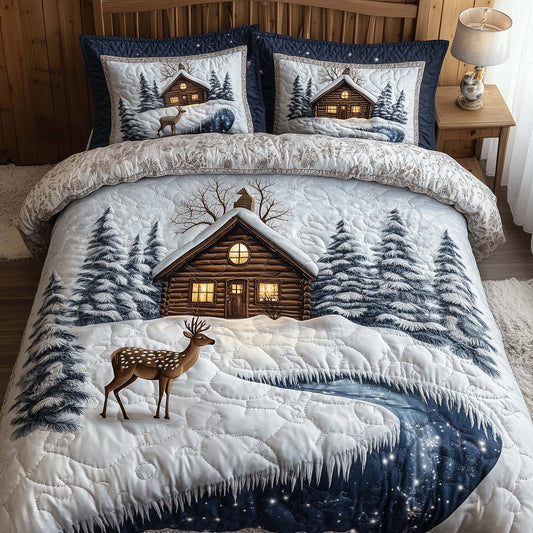 Peaceful Snow Cabin Duvet Cover Set GFTOHD12055