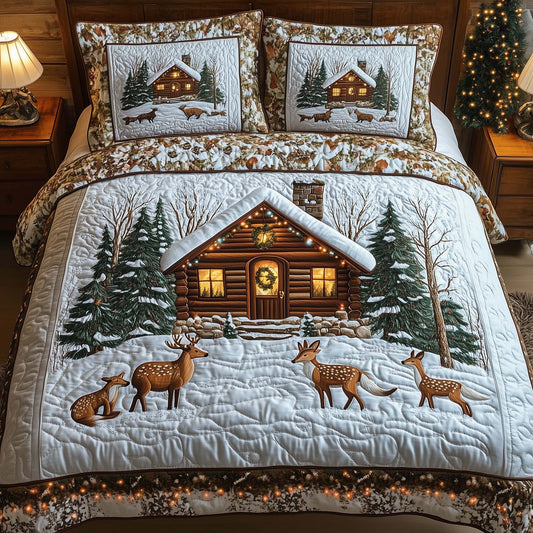 Peaceful Snow Cabin Duvet Cover Set GFTOHD12057