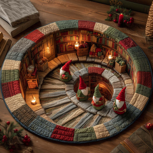 Gnome Spiral Library Quilted Round Mat GFTOHD12059