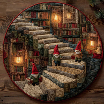 Gnome Spiral Library Quilted Round Mat GFTOHD12060