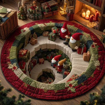 Gnome Gift Tunnel Quilted Round Mat GFTOHD12063