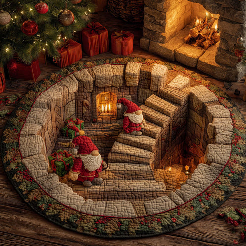 Gnome Candle Spiral Quilted Round Mat GFTOHD12067