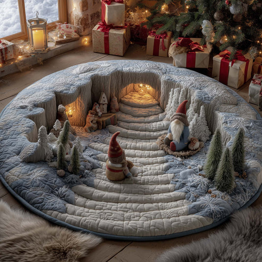 Gnome Snow Cave Quilted Round Mat GFTOHD12069