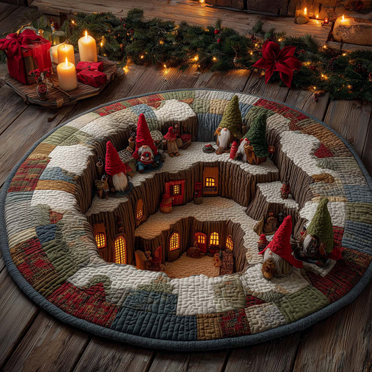 Gnome Village Below Quilted Round Mat GFTOHD12071