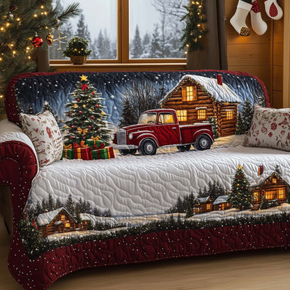 Peaceful Snow Cabin Quilted Sofa Cover GFTOHD12075