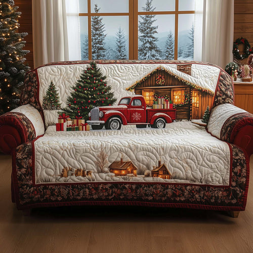 Peaceful Snow Cabin Quilted Sofa Cover GFTOHD12076