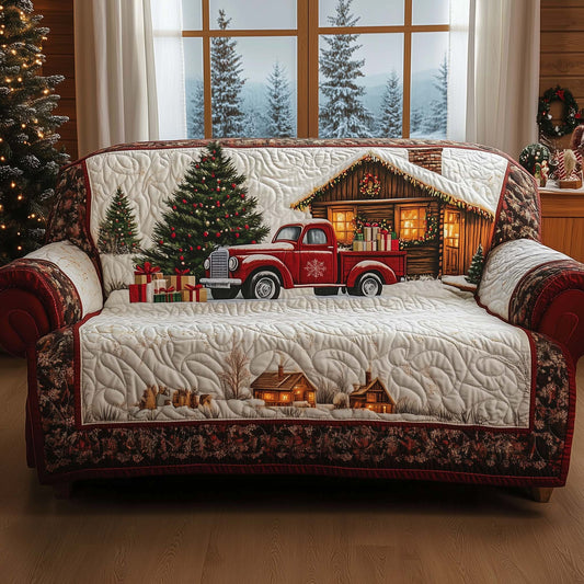 Peaceful Snow Cabin Quilted Sofa Cover GFTOHD12076